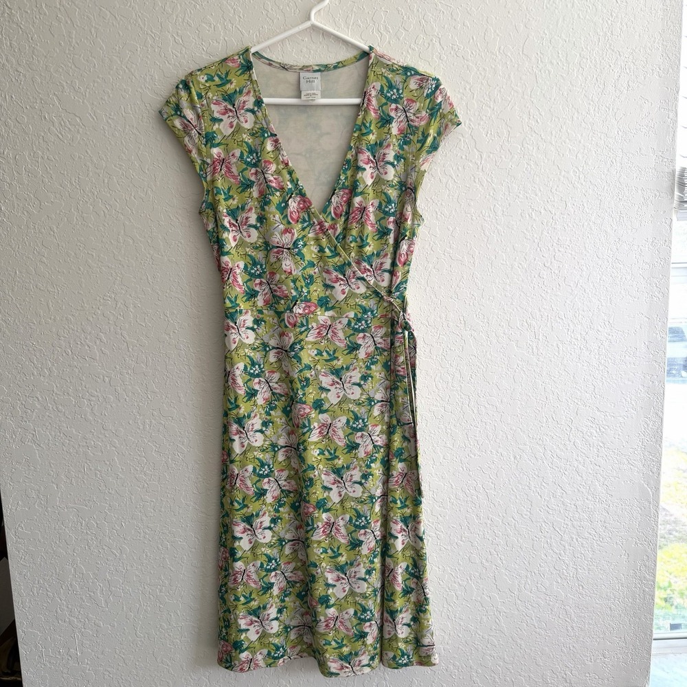 Garnet Hill Womens Wrap Dress 100%‎ Silk Knit Butterfly Feminine Vacation Travel